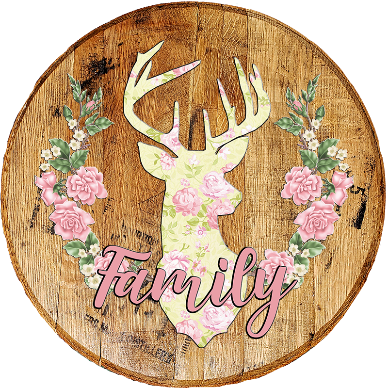 Rustic Home Wall Decor - Family Deer Mount with Flowers - Living Room Sentiment Wall Art - Craft Bar Signs