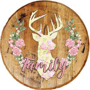 Rustic Home Wall Decor - Family Deer Mount with Flowers - Living Room Sentiment Wall Art - Craft Bar Signs