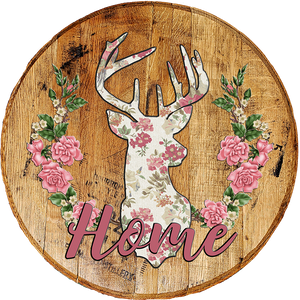 Rustic Home Wall Decor - Home Deer Mount with Flowers - Living Room Sentiment Wall Art - Craft Bar Signs