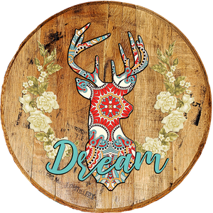 Rustic Home Wall Decor - Dream Deer Mount with Flowers - Psychedelic Living Room Sentiment Wall Art - Craft Bar Signs