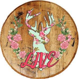 Rustic Home Wall Decor - LIVE Deer Mount with Flowers - Living Room Sentiment Wall Art - Craft Bar Signs