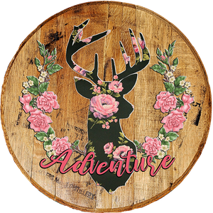 Rustic Home Wall Decor - Adventure Deer Mount with Flowers - Living Room Sentiment Wall Art - Craft Bar Signs