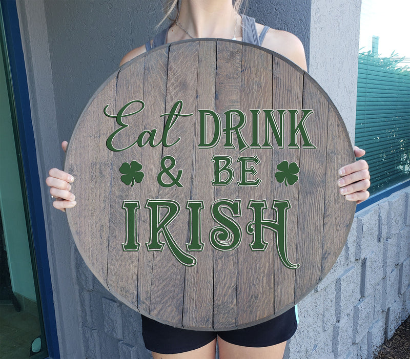 Craft Bar Signs | Eat Drink & Be Irish Bar Wall Decor - Gray