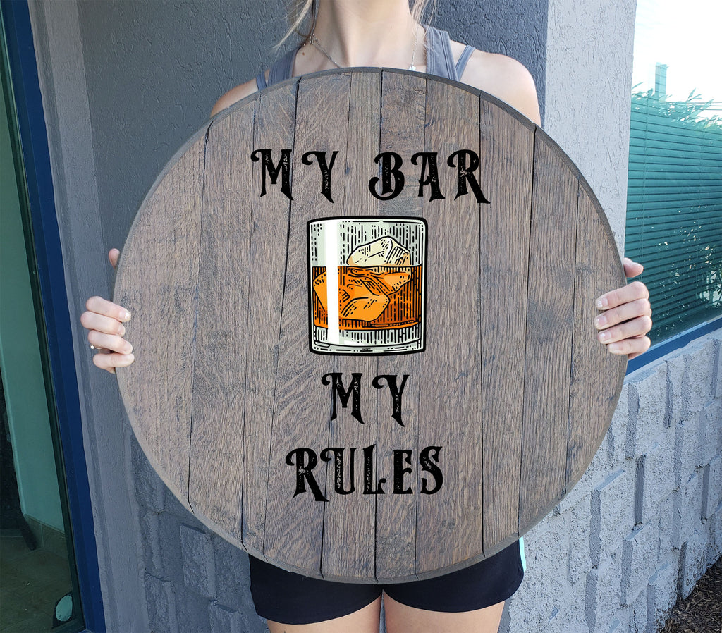 Craft Bar Signs | My Bar My Rules Man Cave Bar Sign - Gray