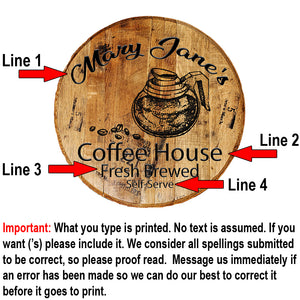 Craft Bar Signs | Coffee House Personalized Rustic Kitchen Sign - Personalization Guide