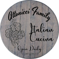 Italian Cucina Personalized Kitchen Sign - Custom Barrel Head