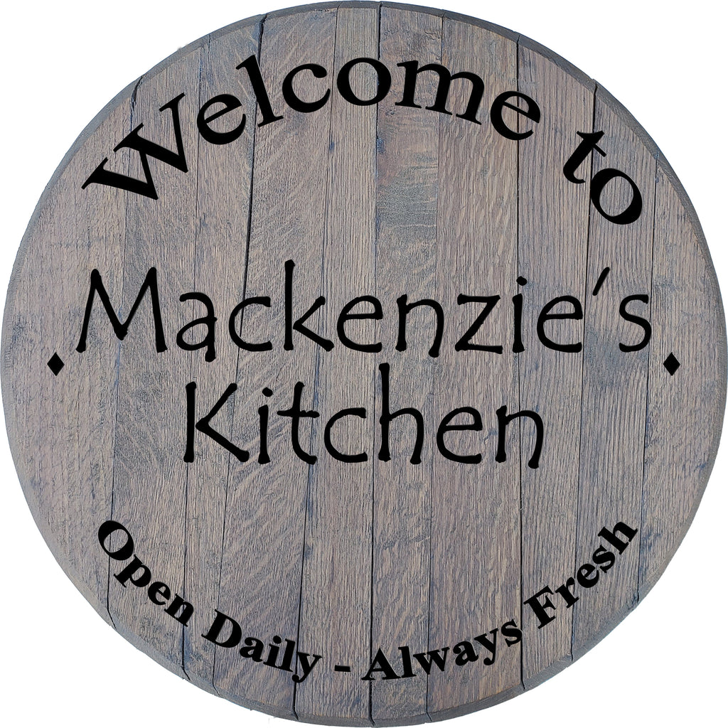 Kitchen Name Personalized Rustic Kitchen Sign - Custom Barrel Head