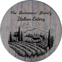 Italian Countryside Eatery Personalized Kitchen Sign - Custom Barrel Head