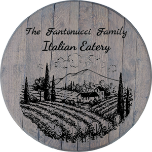 Italian Countryside Eatery Personalized Kitchen Sign - Custom Barrel Head