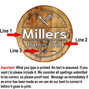 Craft Bar Signs | Bar & Grill Personalized Bar Sign - Personalization Guide