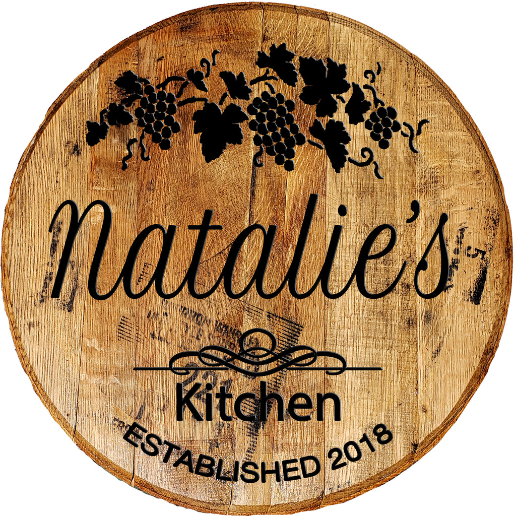 Craft Bar Signs | Italian Grape Vine Personalized Rustic Kitchen Sign - Brown
