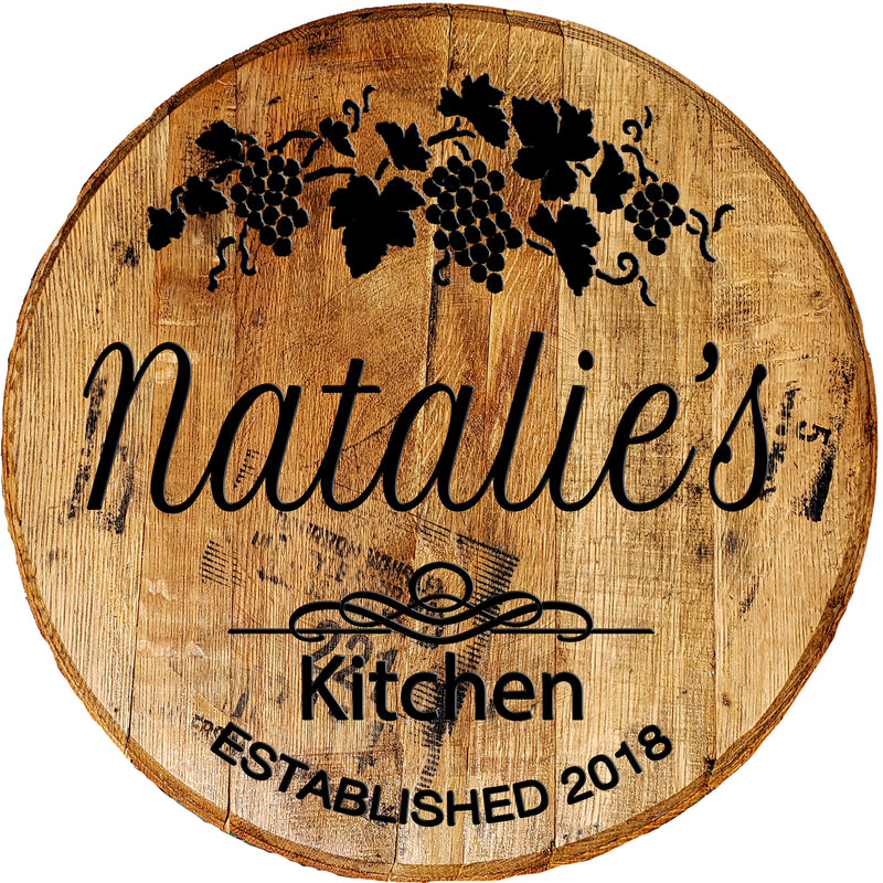 Craft Bar Signs | Italian Grape Vine Personalized Rustic Kitchen Sign - Brown