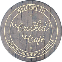 Craft Bar Signs | Destination Cafe Personalized Rustic Kitchen Sign - Gray, Light Ink