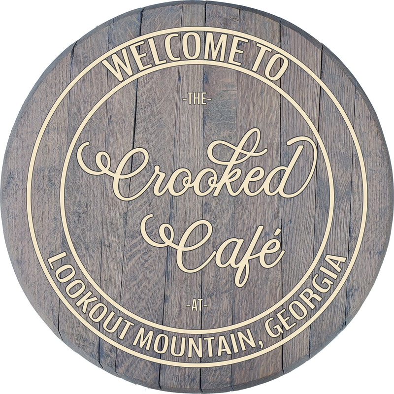 Craft Bar Signs | Destination Cafe Personalized Rustic Kitchen Sign - Gray, Light Ink