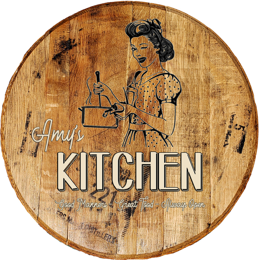 Craft Bar Signs | 50's Vintage Personalized Rustic Kitchen Sign - Brown, Light Text