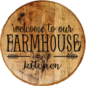 Farmhouse Personalized Country Kitchen Sign - Custom Barrel Head
