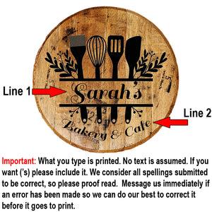 Craft Bar Signs | Bakery Cafe Personalized Rustic Kitchen Sign - Personalization Guide