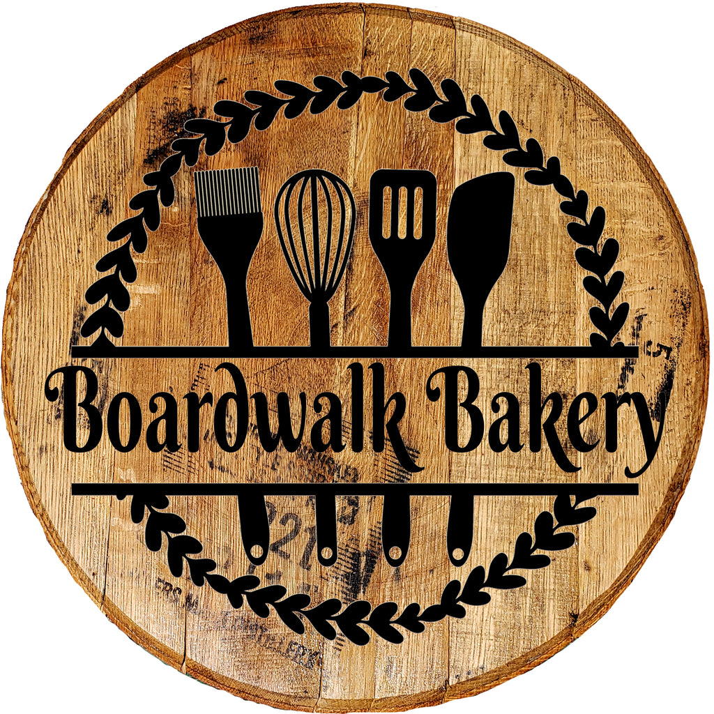 Craft Bar Signs | Bakery Utensils Personalized Rustic Kitchen Sign - Brown, Dark Ink