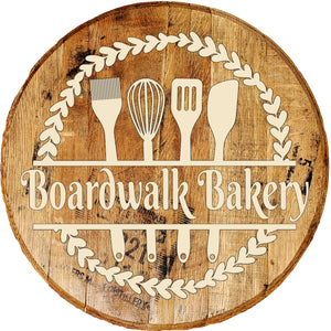 Craft Bar Signs | Bakery Utensils Personalized Rustic Kitchen Sign - Brown, Light Ink