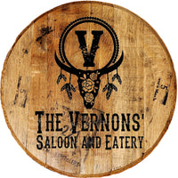 Family Saloon Eatery Personalized Kitchen Sign - Custom Barrel Head