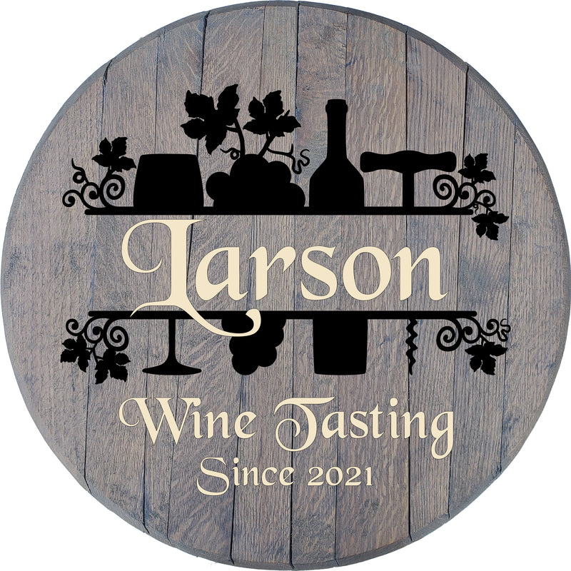 Craft Bar Signs | Wine Tasting Personalized Rustic Bar Sign - Gray
