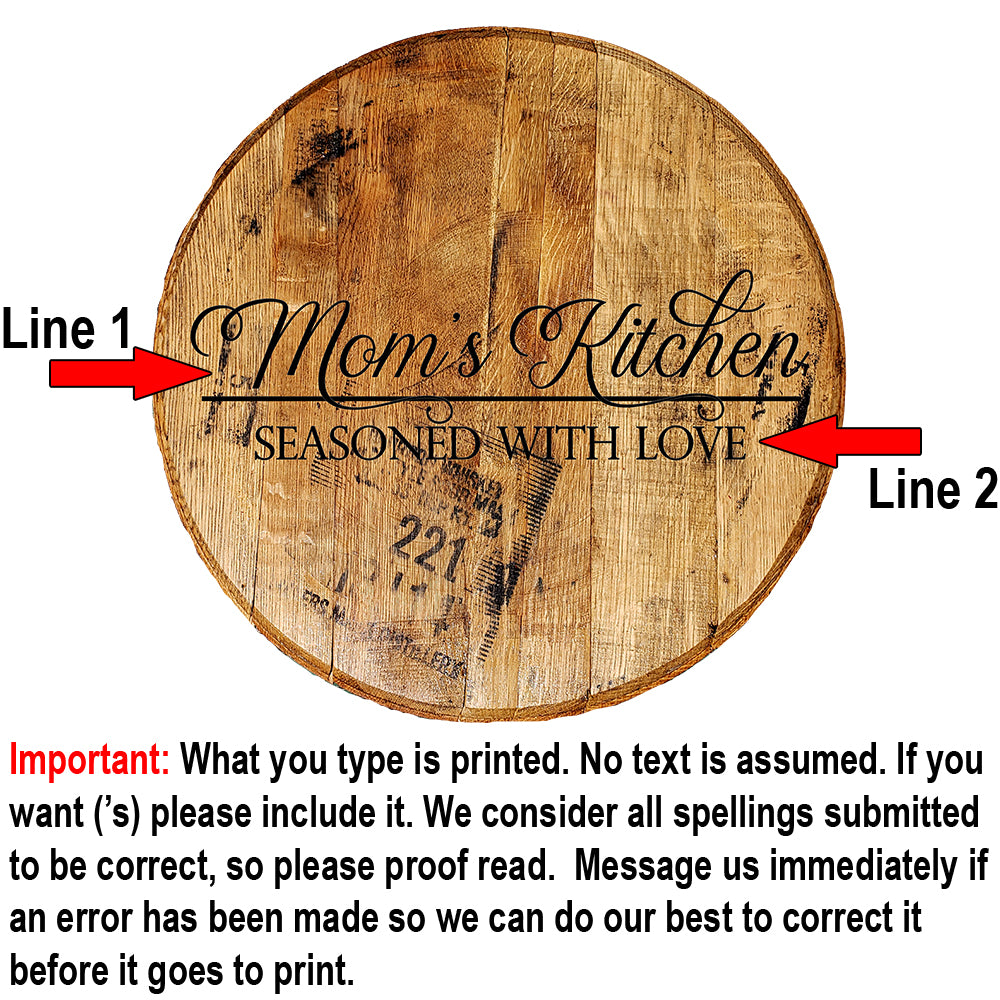 Script Font Personalized Kitchen Sign - Custom Barrel Head