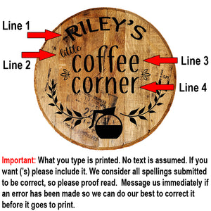 Craft Bar Signs | Coffee Corner Sign Personalized Rustic Kitchen Sign - Personalization Guide