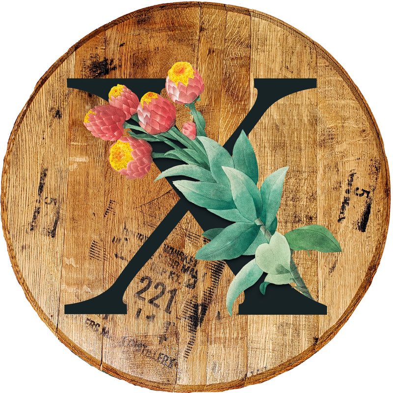 Craft Bar Signs | Garden Bloom Monogram Rustic Home Wall Art  - Natural X