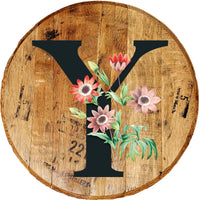 Craft Bar Signs | Garden Bloom Monogram Rustic Home Wall Art - Natural Y