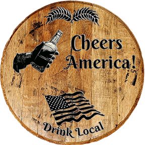 Rustic Home Bar Sign - Cheers America Drink Local - Country Pride - Craft Bar Signs