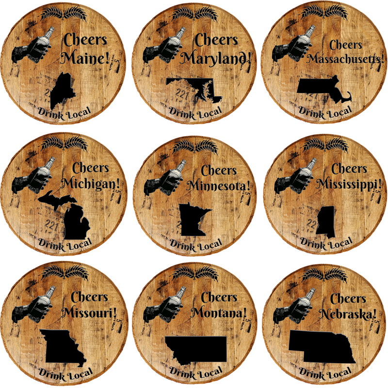 Rustic Home Bar Sign - Cheers! Drink Local - Choose your State - Craft Bar Signs