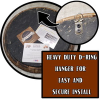 Barrel Head Bar Sign Reverse with Hanging Hardware